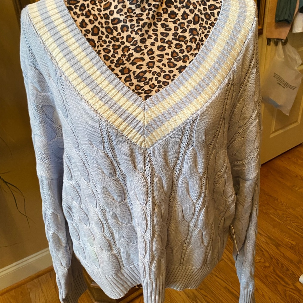 Pink Republic Sky Blue V-Neck Sweater